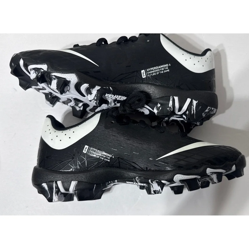 Nike Hyperdiamond 4 Keystone FastFlex  Softball Cleats Black White YOUTH 5Y